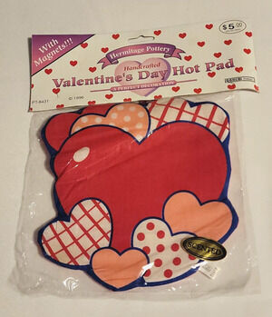 Vintage 1996 Hermitage Pottery Valentine's Day Hot Pads With Magnets Scented NOS